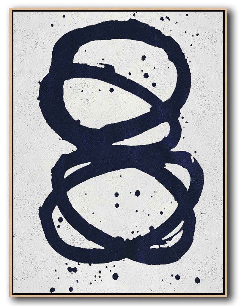 Buy Hand Painted Navy Blue Abstract Painting Online - Bedroom Wall Canvas Huge